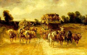 A French Diligence Passing A Farm Wagon by Charles Cooper Henderson