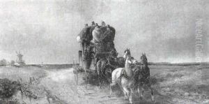 A Coach And Horses On A Country Road by Charles Cooper Henderson