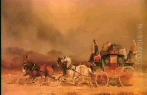 The Royal Mail Coach In A Storm, Also The Royal Mail At Night by Charles Cooper Henderson