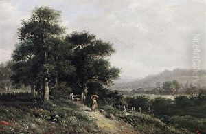 Sommerliche Hugellandschaft Mit Personenstaffage by Edmund Henderson