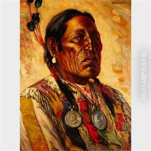 Portrait Of Chief-shot-on- Both-sides, Blood Indians (cardston), Alta