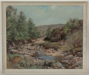 Downstream, View Of A River Keeper's Hut by Joseph Morris Henderson