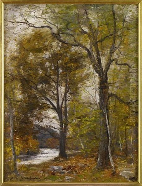 Wooded River Landscape, Autumn - view 1
