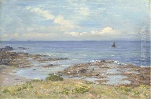 Coastline With Sailing Boat by Joseph Morris Henderson