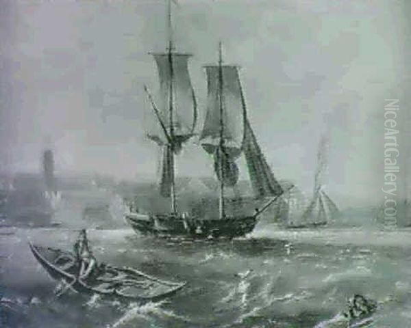 Woolwich, Kent;                                             Dutch Fishing Boats In A Calm Sea - view 1