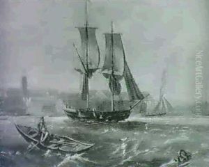 Woolwich, Kent;                                             Dutch Fishing Boats In A Calm Sea by W.S.P. Henderson