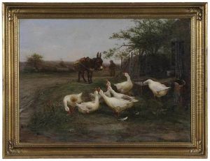 Geese And A Donkey by William Henderson