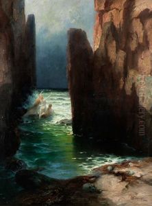 Flusslandschaft Mit Quellnymphen by Hermann Hendrich