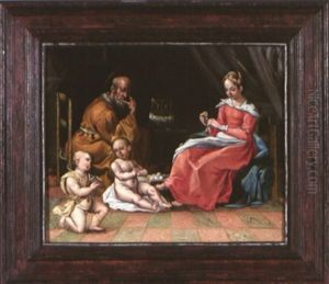 La Sainte Famille Et Saint Jean Baptiste Enfant by Dirck Hendricks