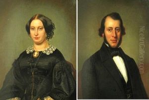 A Portrait Of A Gentleman (+ A Portrait Of His Wife; Pair) by Barend Leonardus Hendriks