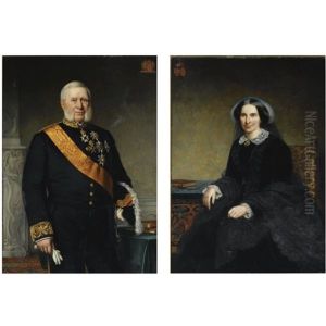 A Portrait Of Louis Gaspard Adrien Count Van Limburg Stirum (+ His Wife Cecilia Johanna De Blocq Van Scheltinga; Pair) by Barend Leonardus Hendriks