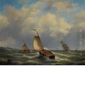 A Ship And Smaller Vessels In Open Water