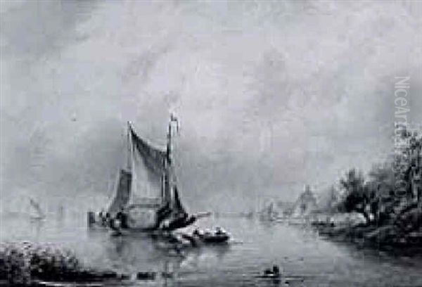Dutch Sailing Vessels In An Estuary - view 1