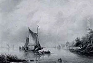 Dutch Sailing Vessels In An Estuary