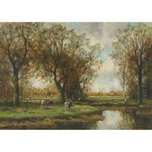 Cows By Stream by Willem Hendriks