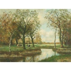 Cattle Grazing In A Spring Landscape by Willem Hendriks