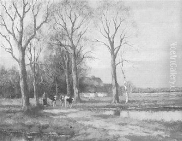 River Landscape With Herder And Cattle - view 1
