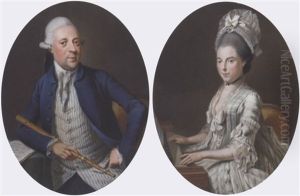 Portrait Of A Gentleman In A Blue Jacket, Holding A Recorder by Wybrand Hendriks