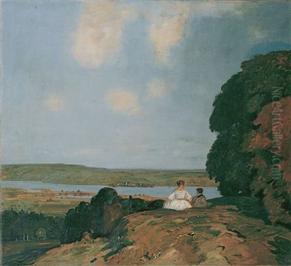 Paar Vor Flusslandschaft - view 1
