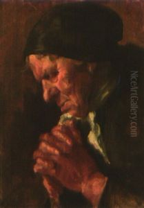 Bauerin In Das Gebet Vertieft by Adolf Hengeler