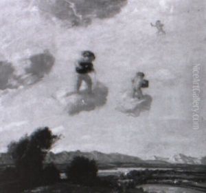 Voralpenlandschaft Mit Einem See by Adolf Hengeler