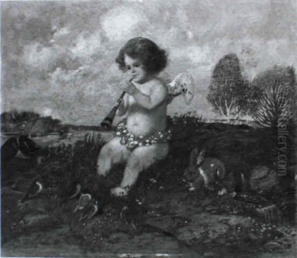 Musizierende Putto Auf Einer Wiese - view 1