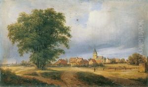 Niederrheinlandschaft Mit Einem Dorf by Franz Hengsbach