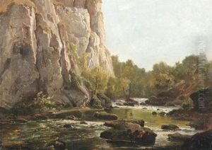Wildwasser Vor Einer Steilwand by Franz Hengsbach