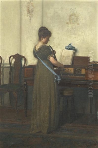Gentleman Playing A Flute; Lady Playing A Guitar - view 1