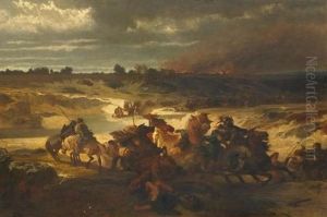 Auszug Aus Der Brennenden Stadt by Rudolf Friedrich Henneberg