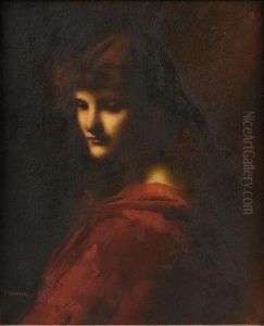 Portrait Of An Auburn Haired Beauty by Jean Jacques Henner