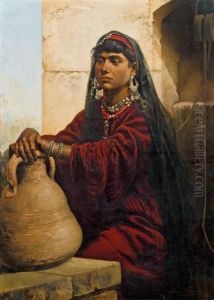 Orientalin Am Brunnen by Leopold Bara