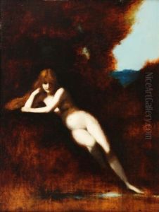 Nu Accoude Dans Un Paysage by Jean Jacques Henner