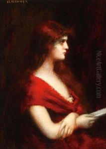 Woman In Red by Jean Jacques Henner