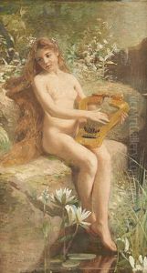 Jeune Fille Nue A La Lyre by Jean Jacques Henner