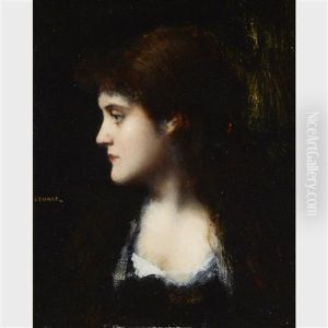 Portrait Of A Dark Haired Woman by Jean Jacques Henner