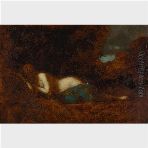 Draped Nude Sleeping In The Forest - view 1