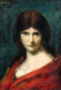 Portrait De Femme Au Chale Rouge