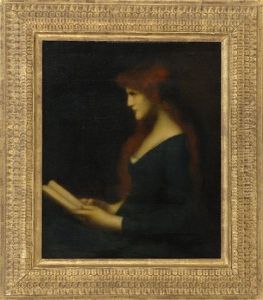 Portrait Of A Woman Reading by Jean Jacques Henner