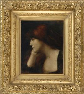 Portrait Of Girl In A Pensive Pose by Jean Jacques Henner