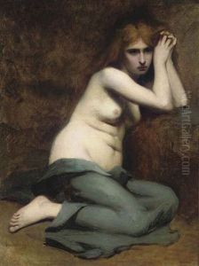 A Sorrowful Maiden by Jean Jacques Henner