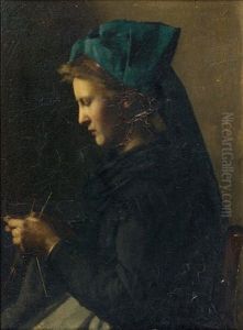 Portrait De Jeune Fille, Presumee Etre Une Jeune Fille De La Famille Wetzel by Jean Jacques Henner