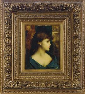 A Woman With A Blue Shawl by Jean Jacques Henner