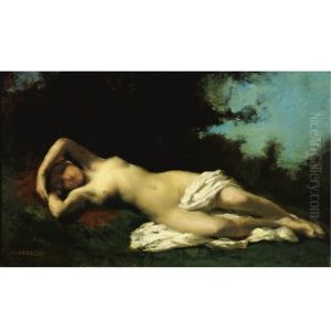 A Nymph In A Wooded Landscape by Jean Jacques Henner