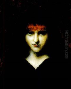 Femme De Roux Avec Un Foulard by Jean Jacques Henner
