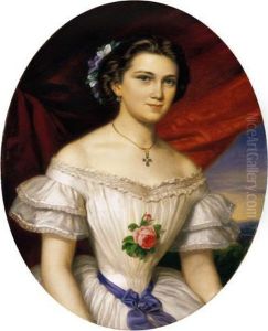 Young Girl With A Rose by Henriette Barabas
