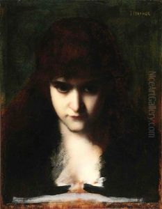 Tete De Jeune Fille Aux Cheveux Auburn by Jean Jacques Henner