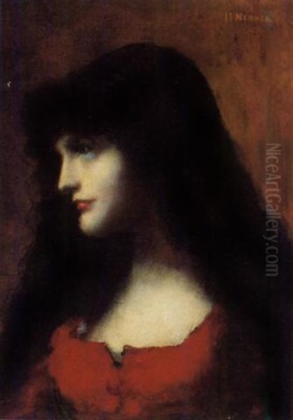 Profilportrat Einer Dame In Rot - view 1