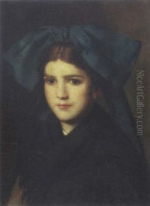 A Young Girl Wearing A Blue Ribbon