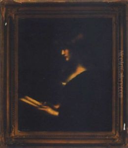 Auburn Haired Beauty In Profile With Book by Jean Jacques Henner